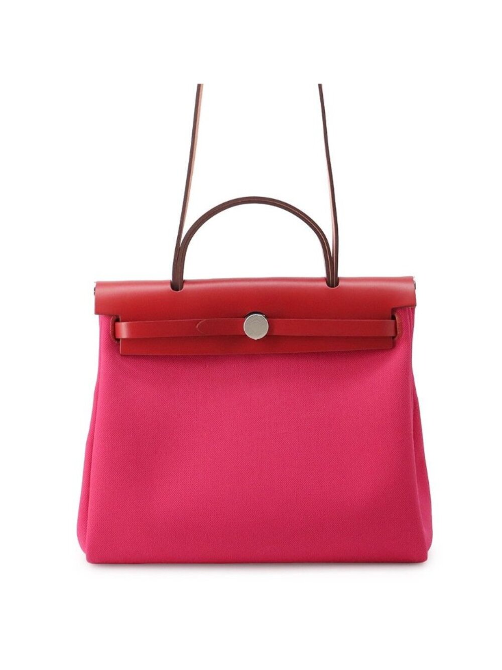 Hermes Herbag Zip PM Rose Mexico Rouge Piment Silver Toile H Vache Hunter